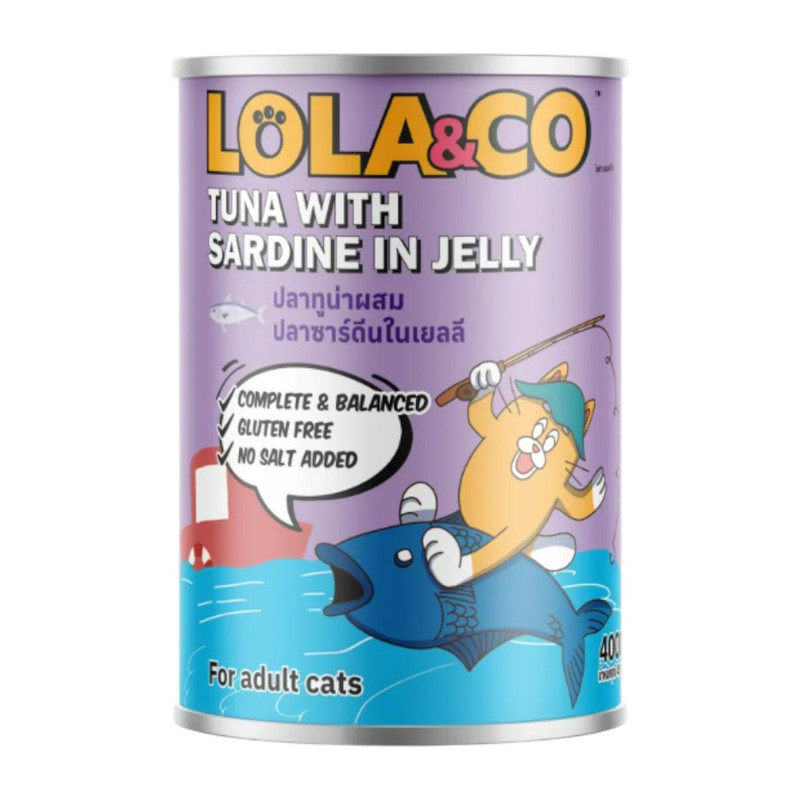 Lola & Co อาหารกระป๋องสําหรับแมว สูตร Complete and Balance ขนาด 400g LC2ปลาทูนาผสมซาร์ดีน