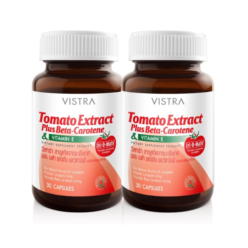 VISTRA Dietary Supplement Tomato Extract Plus Beta-Carotene & Vitamin E 30 Capsules x 2