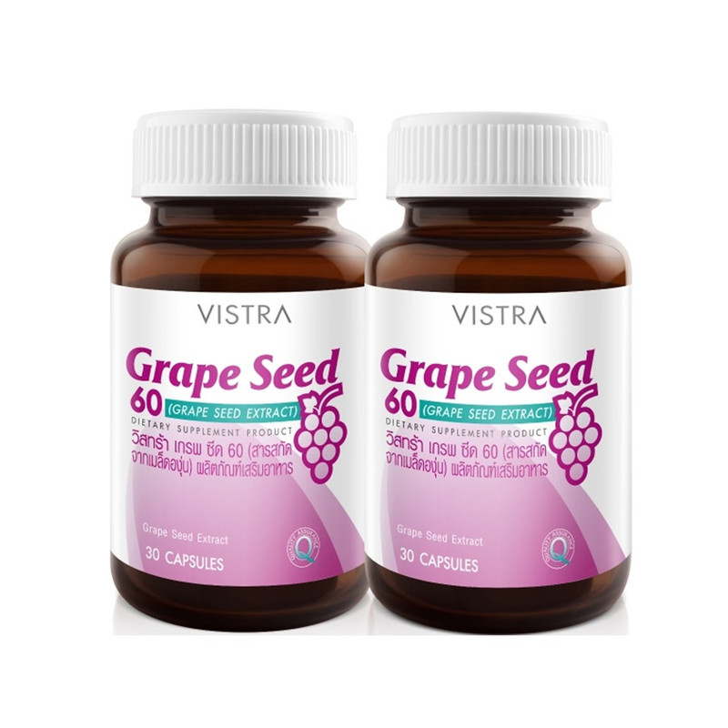 VISTRA Dietary Supplement Grape Seed 60 Extract 15 g 30 Tablets  x 2