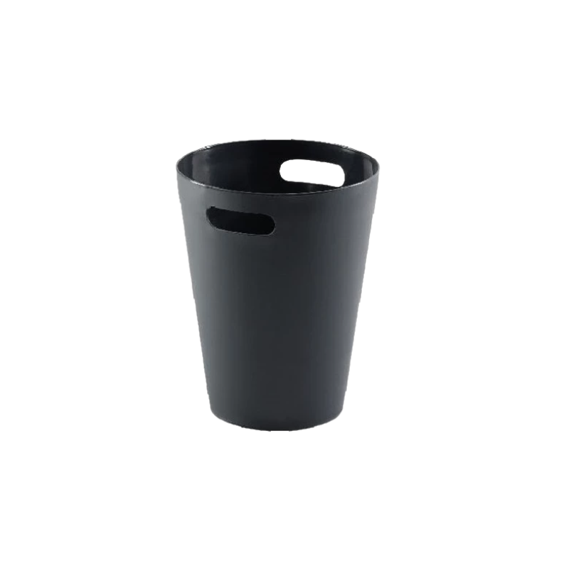 DKW Official  HH-204-1 ถังขยะกลม ไม่มีฝา-มีหูจับ ถังขยะอึด สวย ทน Trash bin สีดํา-7.4ลิตร