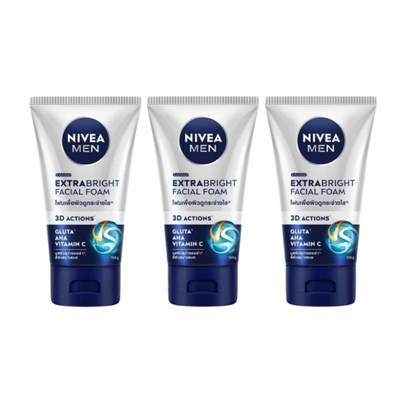 NIVEA Men Extra Bright Facial Foam 100 g x 3