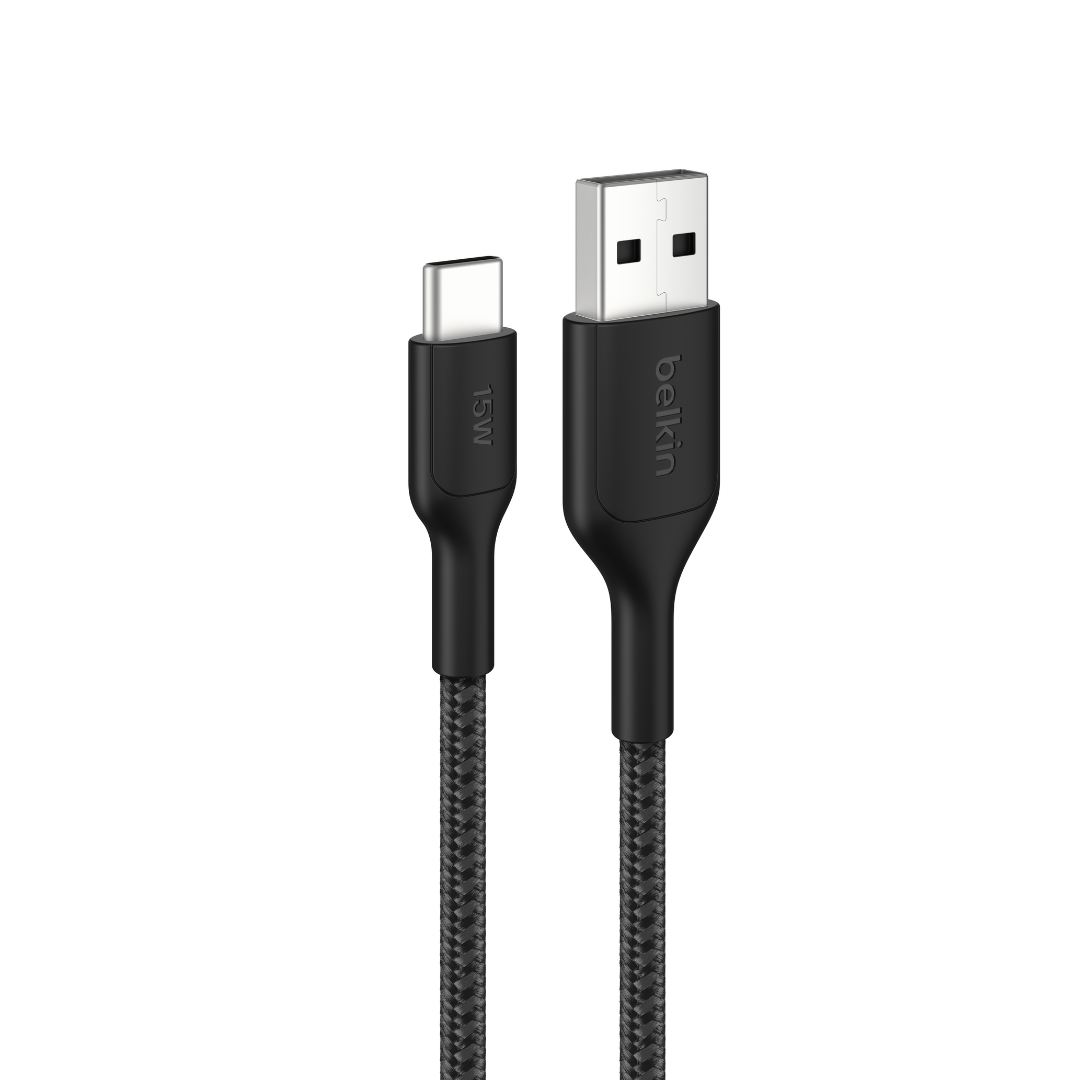 Belkin สายชาร์จ USB-A to USB-C ชาร์จเร็ว 15 วัตต์ แบบสายถัก ยาว 1 เมตร (รองรับ Apple Carplay ) - CAB022