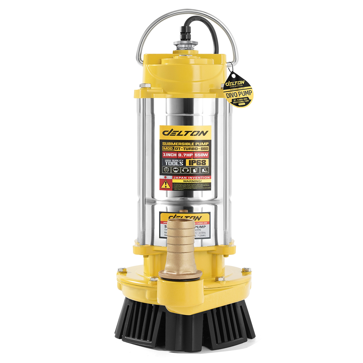 DELTON ปั๊มแช่สแตนเลส 1 นิ้ว 550W 0.7HP ไดโว่ Submersible Stainless Steel Pump รุ่นเทอร์โบงานหนัก DT-TURBO-660 (1นิ้ว)