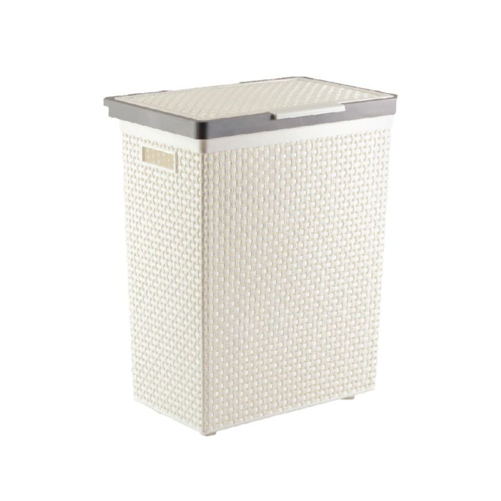 DKW Official HH-1120L ตะกร้าลายสานใส่ผ้า ใส่ของ Rectangular laundry basket สีครีม