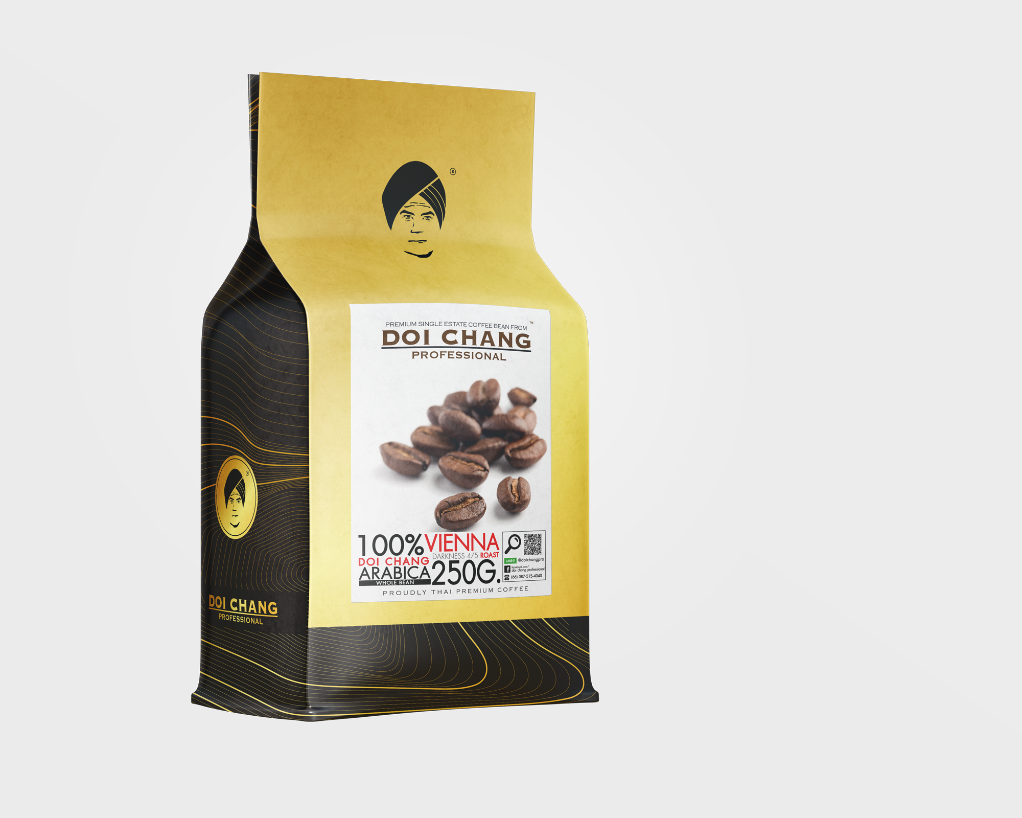 [ขายส่ง ยกลัง] กาแฟคั่ว Vienna คั่วกลาง 21 ถุง, ชนิด เมล็ด Whole Bean Type ( รวม 21 ถุง x 250g.) Doi Chang Professional สำหรับ เครื่องชงกาแฟ ดริป Moka pot 25020 (547171449638137)