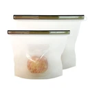Thumbnail 1 of RePlanetMe ถุงซิปล็อคซิลิโคนใส่อาหารผลไม้ซุปแกง Reusable Silicone Zip-Lock Food Bag ขาว (White) 1,500 มล.