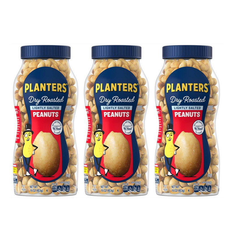 PLANTERS Dry Roasted Lightly Salted Peanut (Made in U.S.A) 453 G x 3