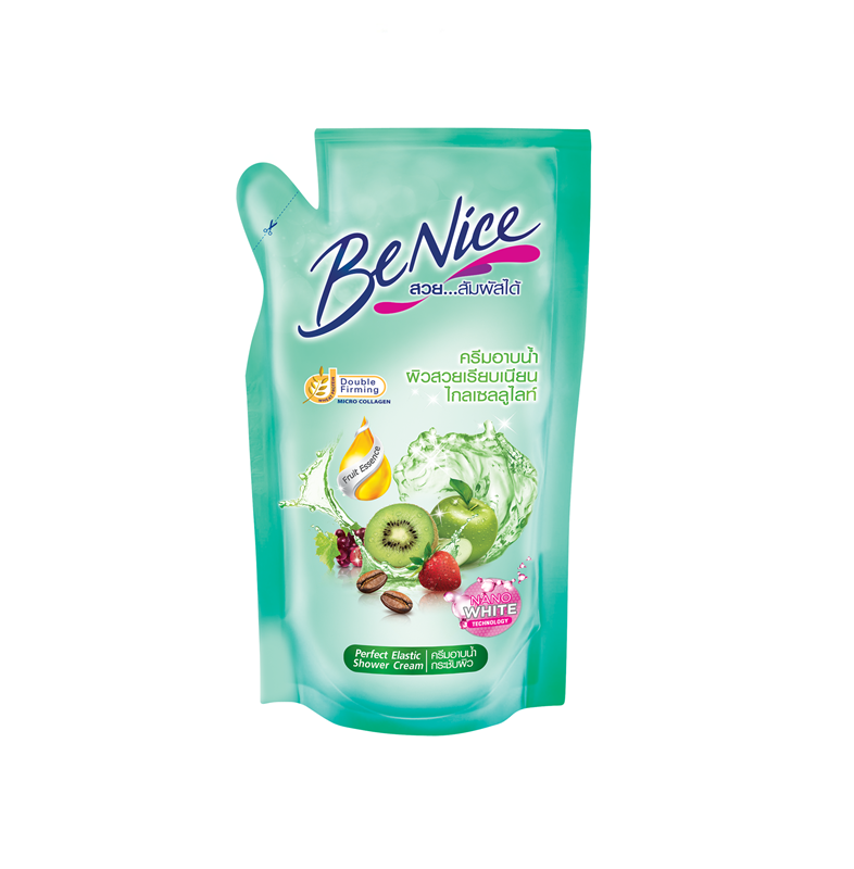 [Pack3] BeNice Perfect Elastic Shower Cream 400ml. x3, Green