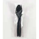 Thumbnail 1 of Matapat ช้อน-ส้อม+ทิชชู่ (ช้อน+ส้อม (สีดำ)) พลาสติกสีดำ/ขาว ช้อนข้าวพลาสติก (แพ็คซองพลาสติกอย่างดี) 50คู่/แพ็ค