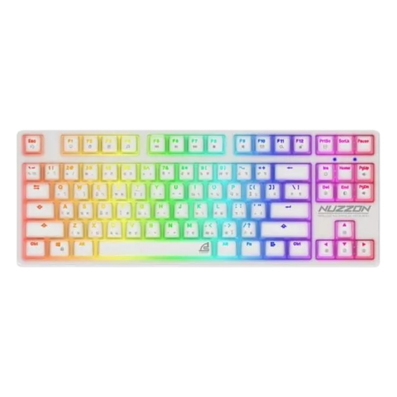 WIRELESS KEYBOARD (คีย์บอร์ดไร้สาย) SIGNO KB-751W NUZZON (WHITE) (BLUE OPTICAL SWITCH - RGB LED - EN/TH)