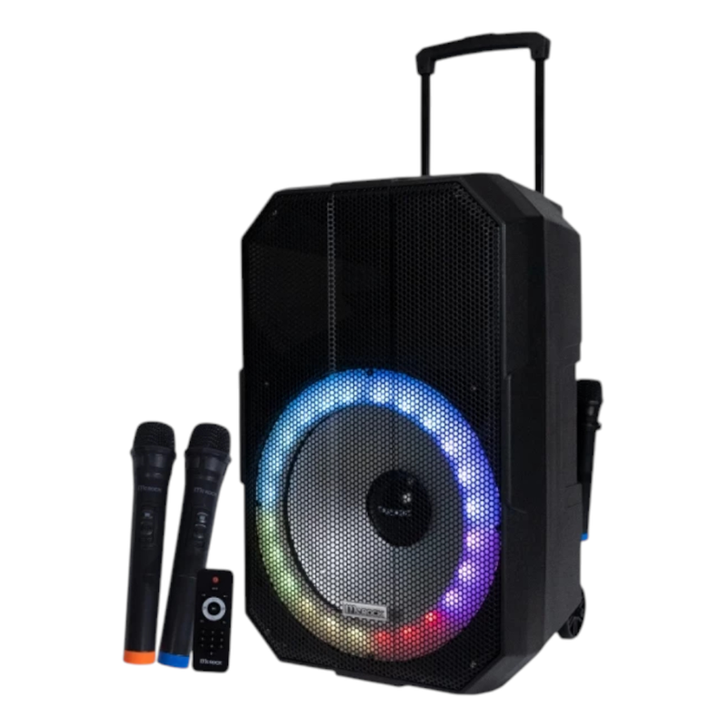 McRock ลําโพงบลูทูธ 15 นิ้ว รุ่น DHT-730DF(M150) แถมไมโครโฟน 2 ตัว มีแบตในตัว ล้อลาก