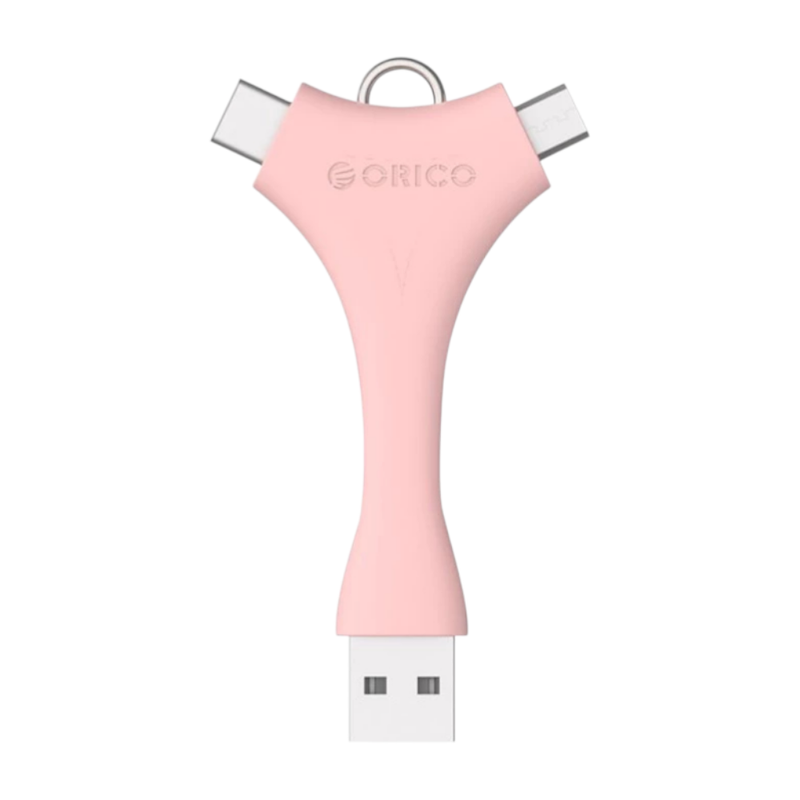 ORICO C1 Dual Port Portable Sync & Charge Data Cable โอริโก้ สายชาร์จ 2IN1 สีชมพู / PK