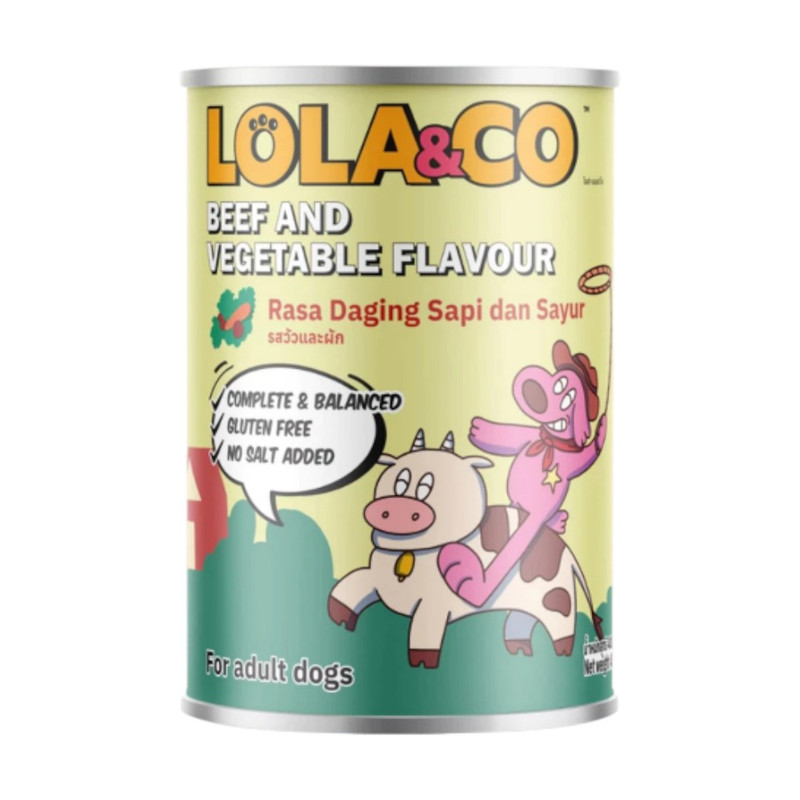 Lola&Co โลล่าแอนโค อาหารกระป๋องสําหรับสุนัข สูตร Complete and Balance ขนาด 400g LD04-รสวัวและผัก