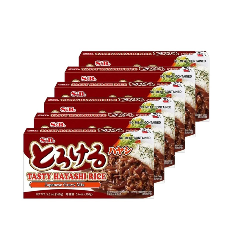S & B Japanese Torokeru Tasty Brown Stew Sauce Mix with Chinese Cabbage Extract and Vegetable Bouillon Powder - No Meat Derived Ingredient (Made in Japan) 160g x 6 boxes