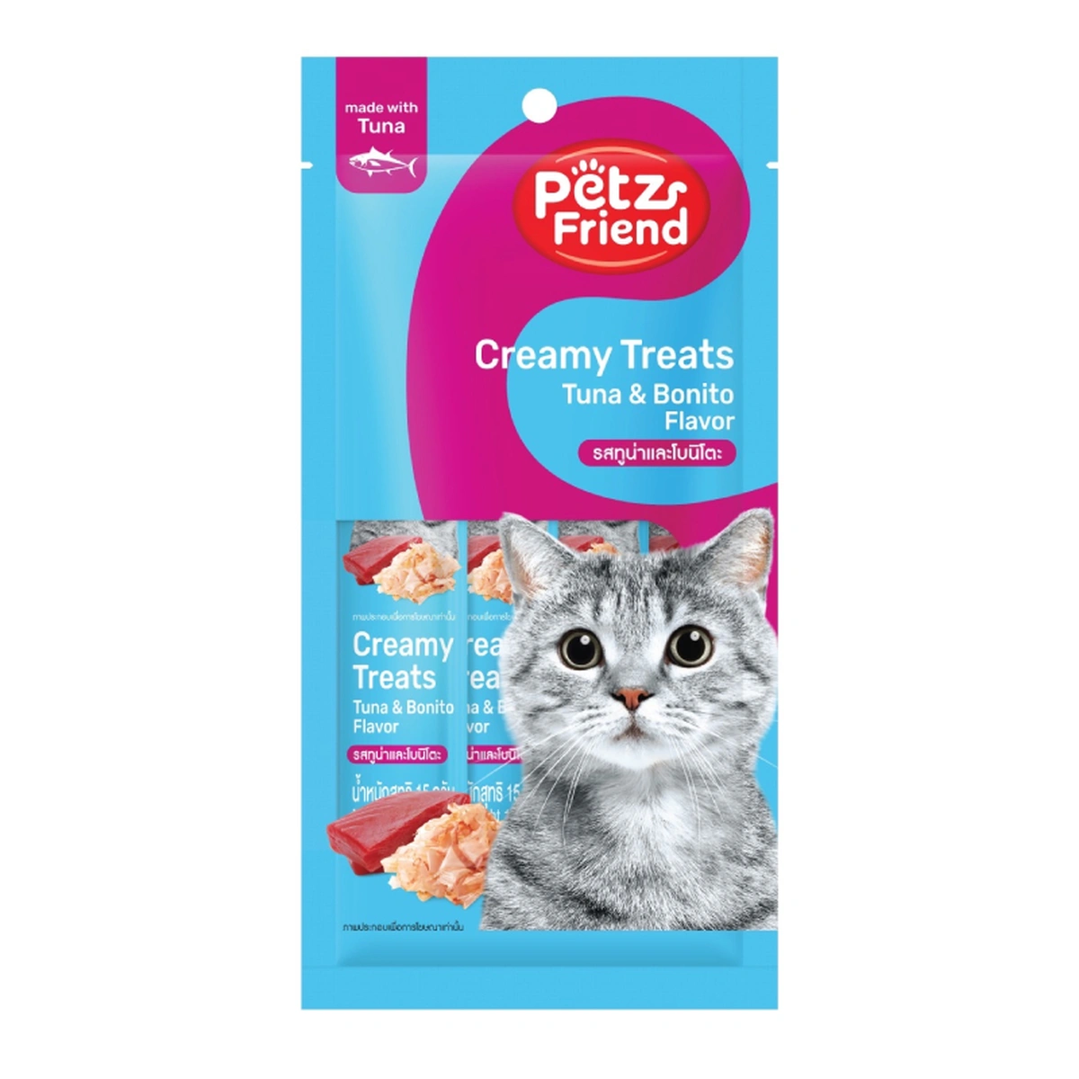 เพ็ทส์เฟรนด์ ขนมแมวเลีย ทูน่า&โบนิโตะ 15 ก. x 4
