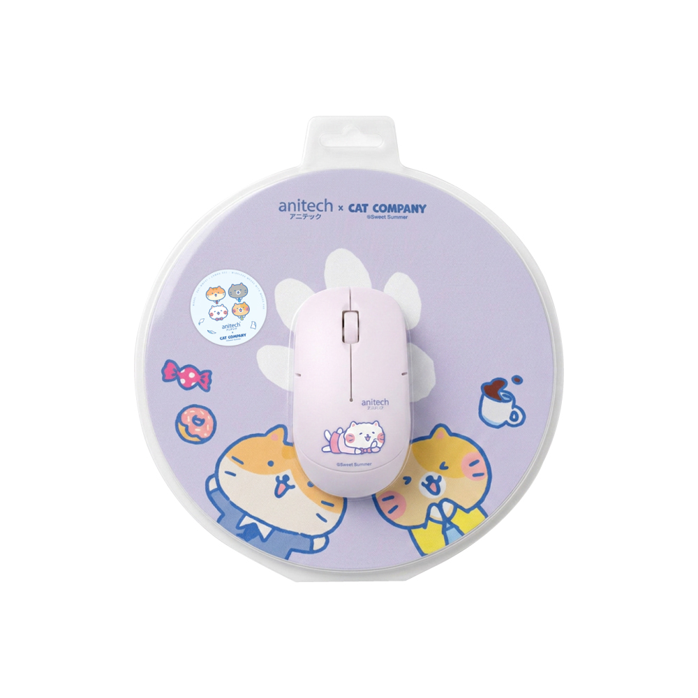 ชุดคอมโบเซ็ตเม้าส์ไร้สาย+แผ่นรองเม้าส์ CAT-WMP01-PU