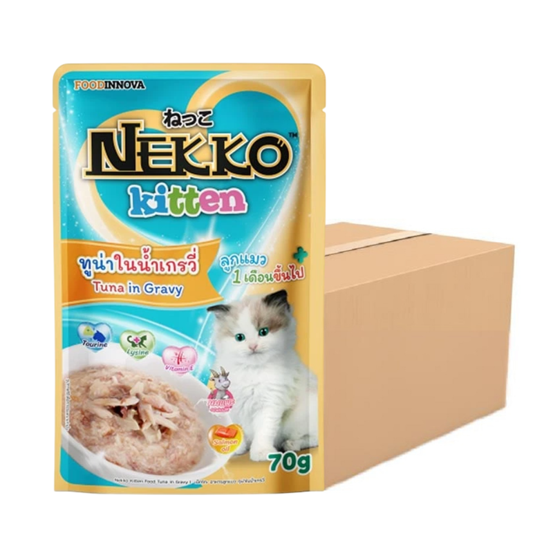 Nekko Kitten อาหารแมวเด็ก ปลาทูน่าในน้ําเกรวี่ 70g x 12 ซอง