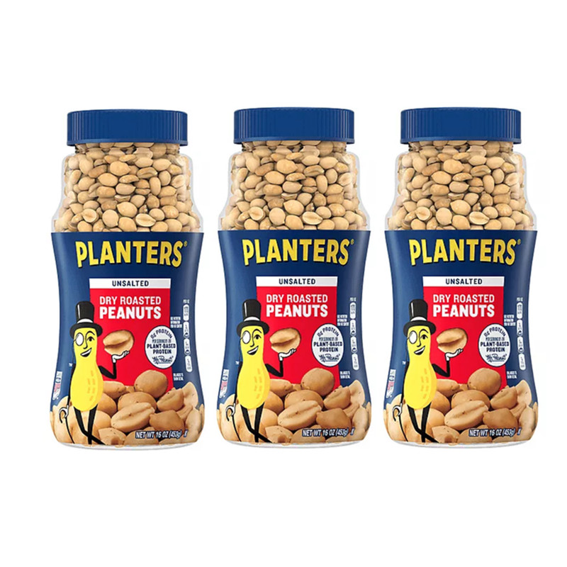 PLANTERS Dry Roasted Unsalted Peanut (Made in U.S.A) 453 G x 3