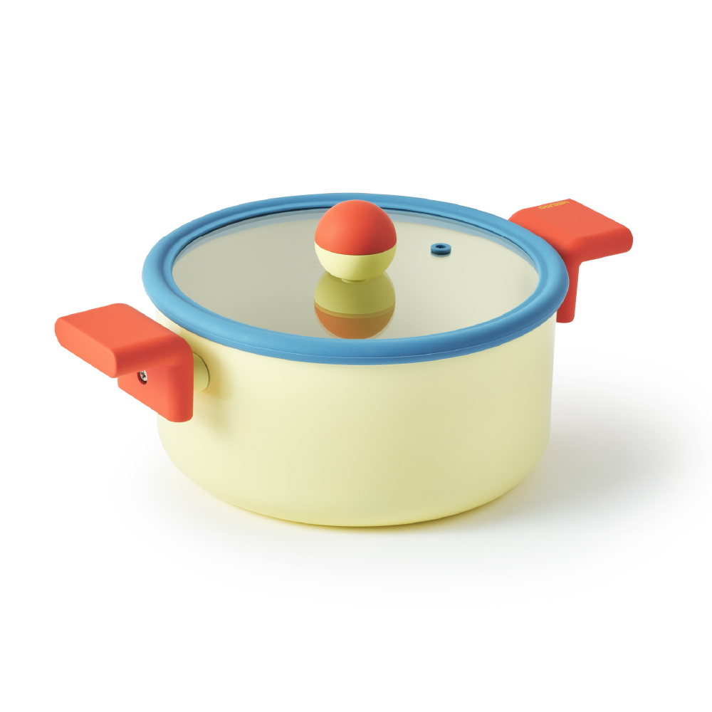 Neoflam Danish Ceramic Coated Shallow Pot with Lid 18cm C18 Cream
