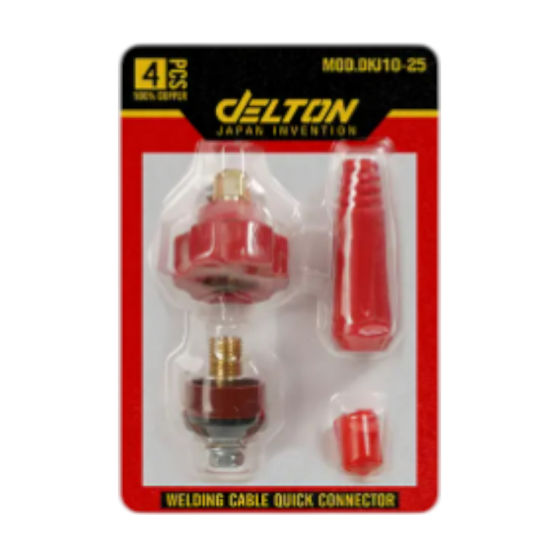 DELTON ข้อต่อสายเชื่อม ต่อตู้เชื่อม Inverter ทองเหลืองแท้ 100% รุ่น DKJ10-25 ใช้กับตู้เชื่อมได้ทุกรุ่น ครบชุด 4ชิ้น แดง ครบชุด 4ชิ้น แดง
