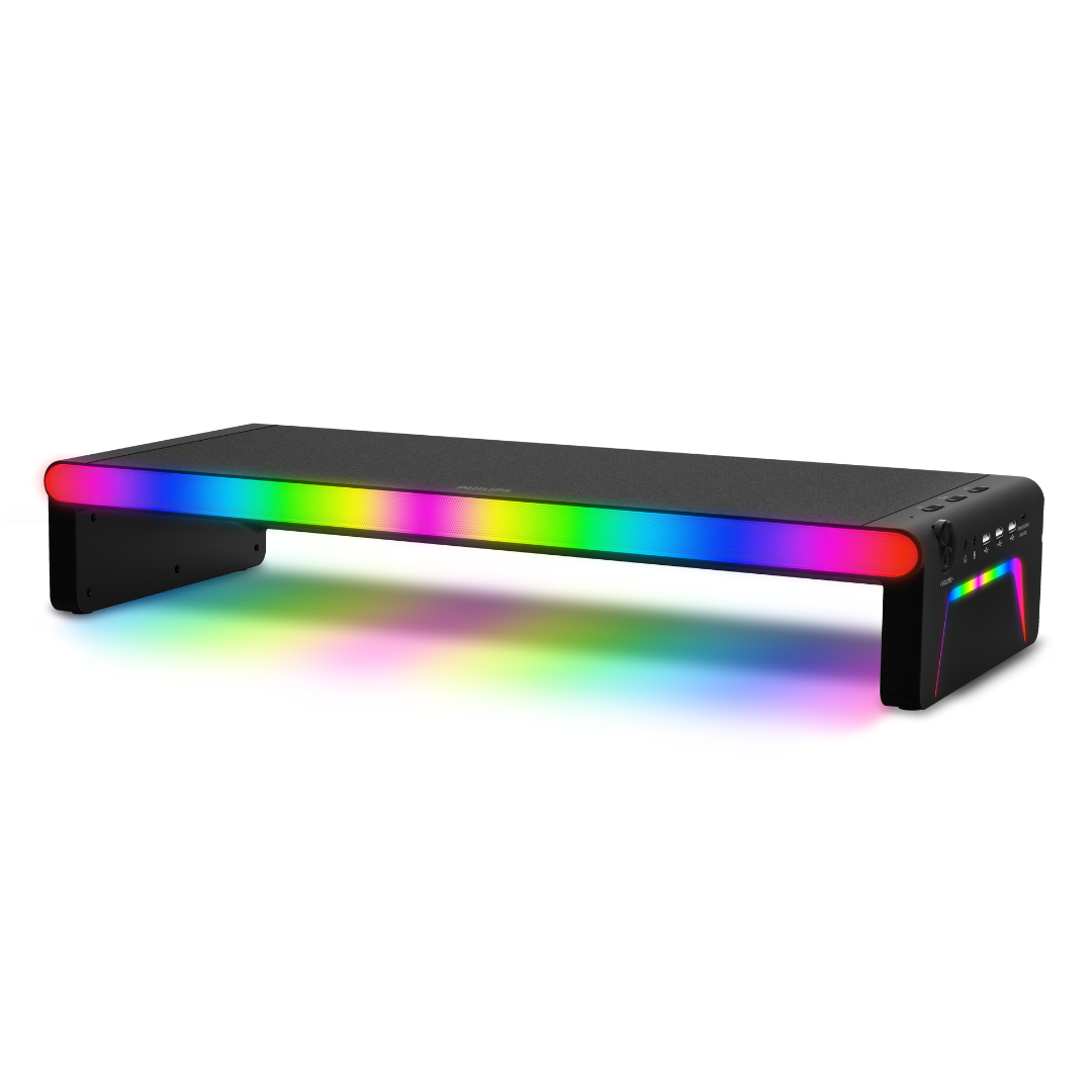 Philips ลําโพงมัลติมีเดีย Multimedia Speaker Bluetooth 5.4 แท่นวางจอคอม มีไฟ RGB รุ่น SPA6500