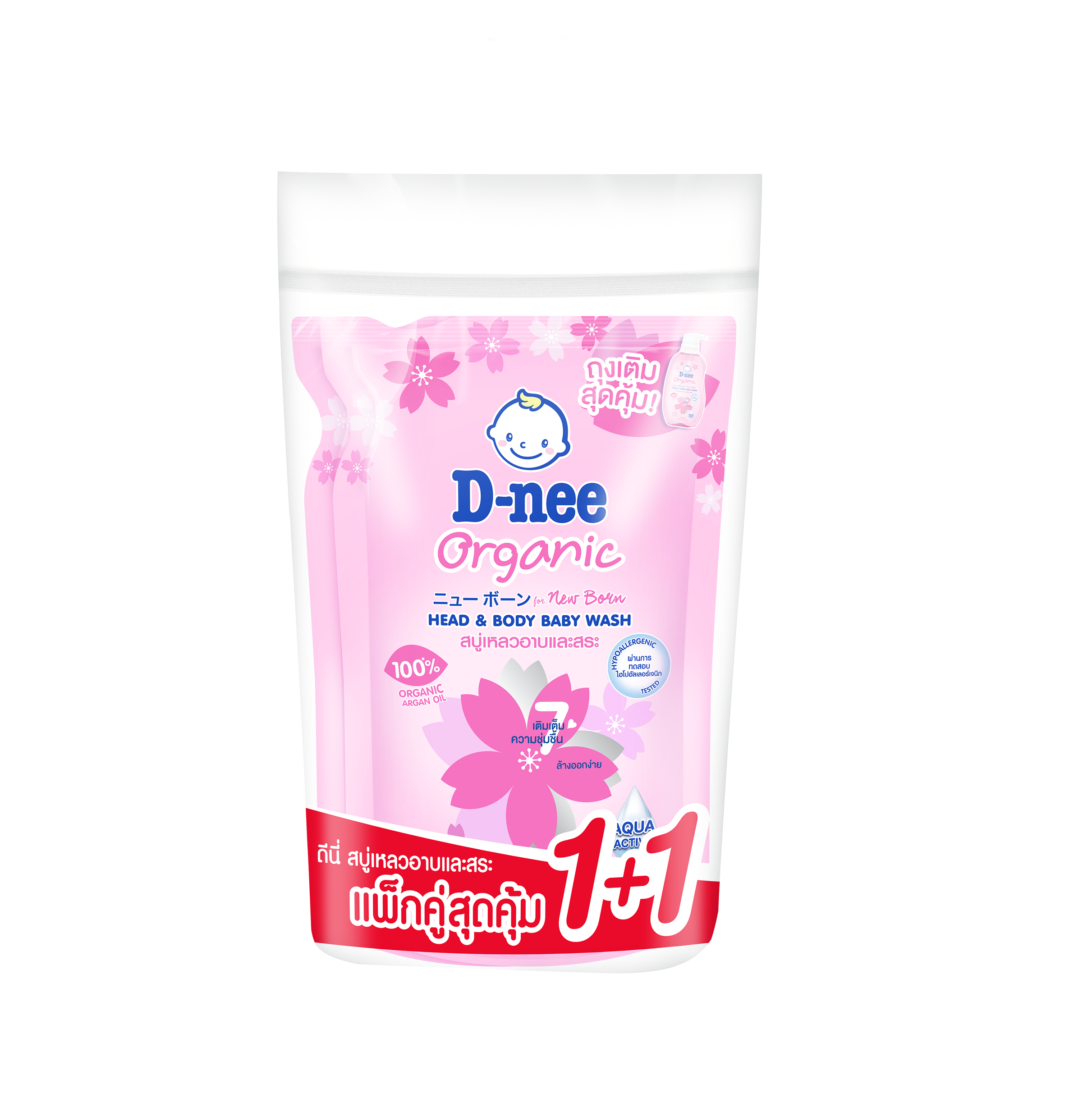 D-nee Organic Sakura Head & Body Baby Wash 350+350 ml x12