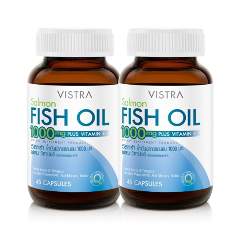 VISTRA Dietary Supplement Salmon Fish Oil Plus Vitamin E 45 Tablets x 2