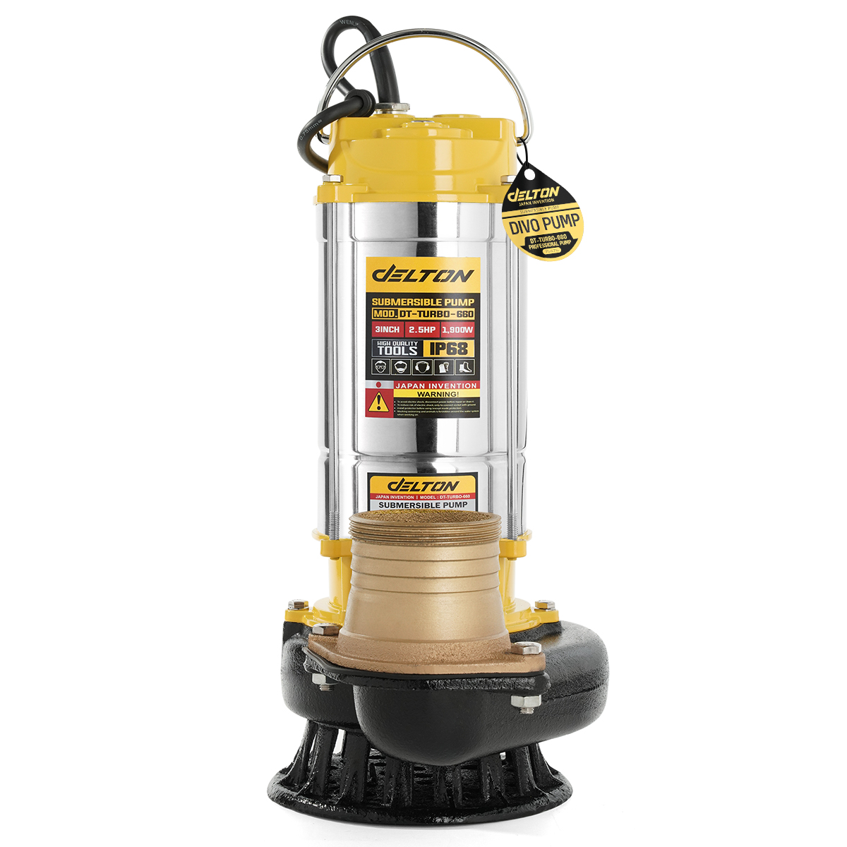 DELTON ปั๊มแช่สแตนเลส 3 นิ้ว 1,900W 2.5HP ไดโว่ Submersible Stainless Steel Pump รุ่นเทอร์โบงานหนัก DT-TURBO-660 (3นิ้ว)