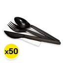 Thumbnail 2 of เอโร่ ชุดช้อนส้อมมีดกระดาษ สีดำ x 50