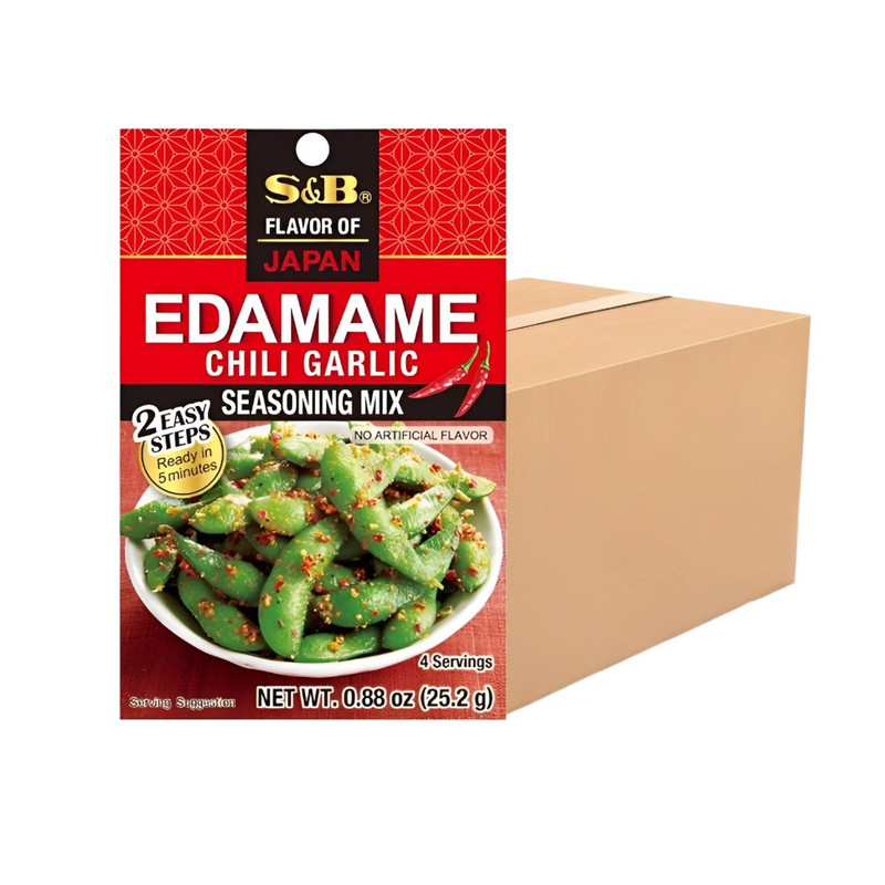 S & B Chili Garlic Edamame Seasoning Mix with Garlic (Made in Japan) 25.2g x 15 sachets