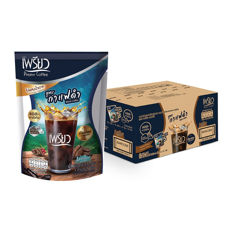 PREAW BLACK COFFEE - 36 POUCHES (1 POUCH = 5 SACHETS)