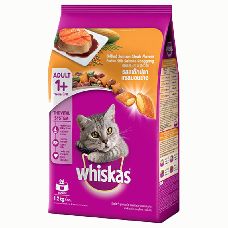 WHISKAS Adult Cat Food Steak Salmon 1.2 kg Makro PRO