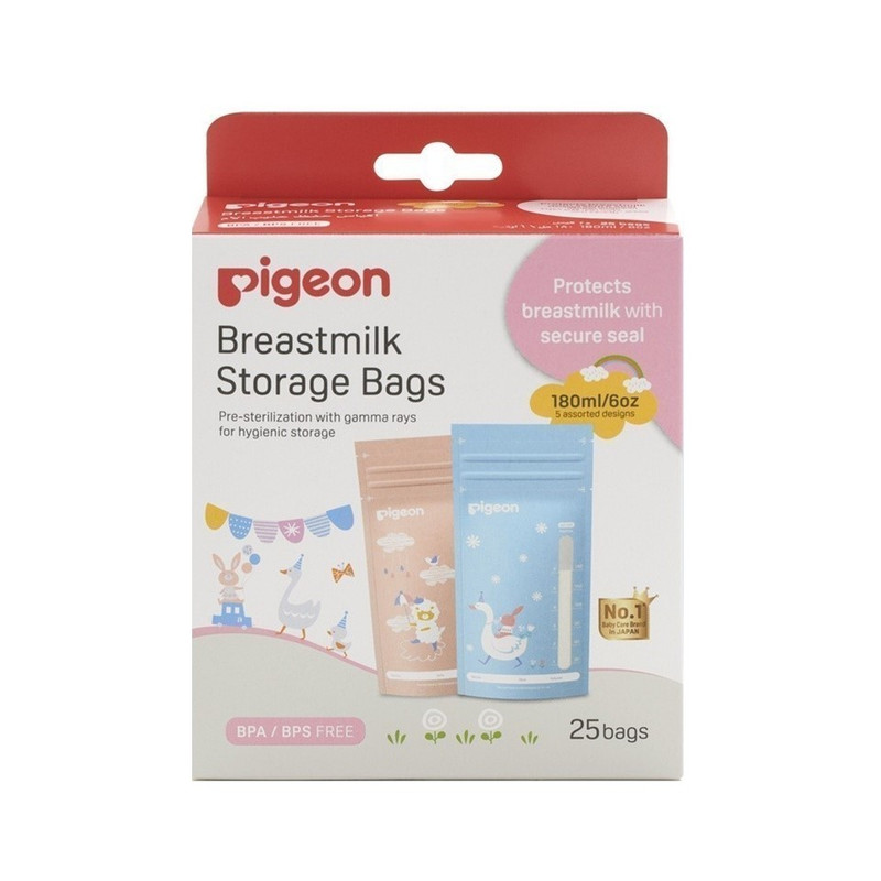 Pigeon พีเจ้น ถุงเก็บน้ํานม ANIMAL ขนาด 180มล. บรรจุ 25ชิ้น