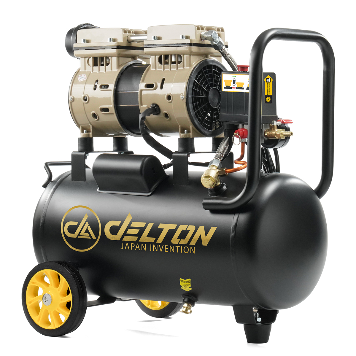 DELTON ปั้มลมออยล์ฟรี 30 ลิตร 850W (ถังเต็ม) OIL FREE ไม่ใช้น้ํามัน เร็ว แรง เสียงเงียบ Air Compressor 30L รุ่น FAC-30L สีดํา