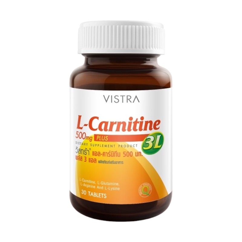 VISTRA Dietary Supplement L-Carnitine Plus 3L 500 mg 30 Tablets