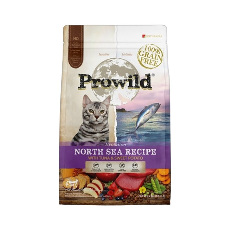 โปรไวลด์ อีโวลูชั่น นอร์ท ซี เกรนฟรี  สูตรปลาทูน่า อาหารแมวทุกสายพันธุ์/ทุกช่วงวัย 2 kg. Northsea