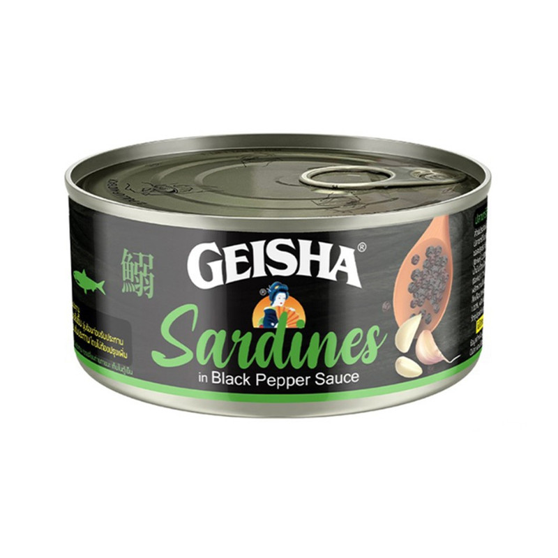 Geisha Sardines in Black Pepper Sauce 120 ก. 1 กระป๋อง