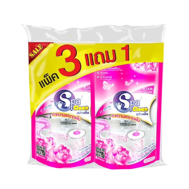 น้ํายาถูพื้น น้ํายาทําความสะอาดพื้น ขนาด 400 มล. (แพ็ค 3 แถม 1) กลิ่นโรแมนติกโรส (ชมพู)