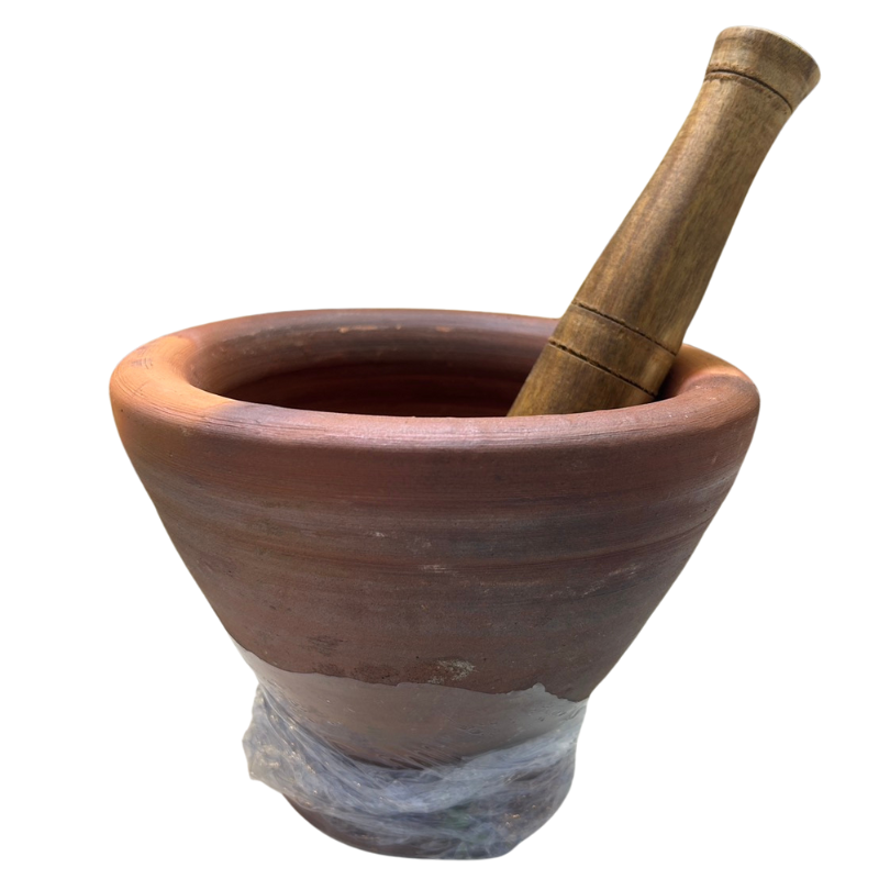 ครกดิน &  สาก Clay mortar & Pestle FACKELMANN   8 นิ้ว สีน้ําตาล  5051126869267