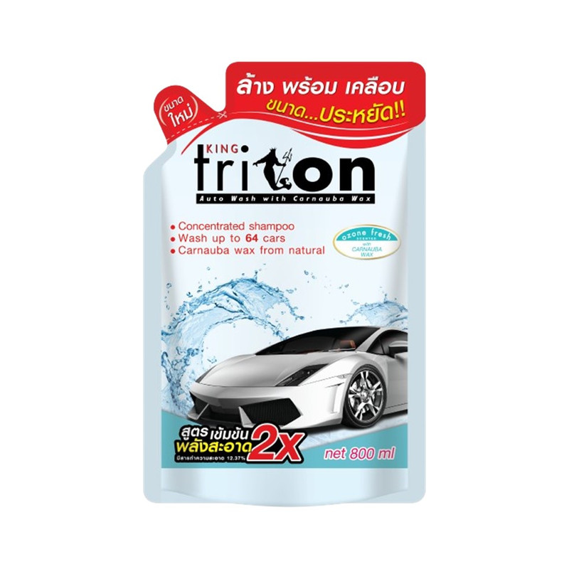 King Triton Auto Wash แชมพูล้างรถผสมคาร์นูบาแว็กซ์ 800ml