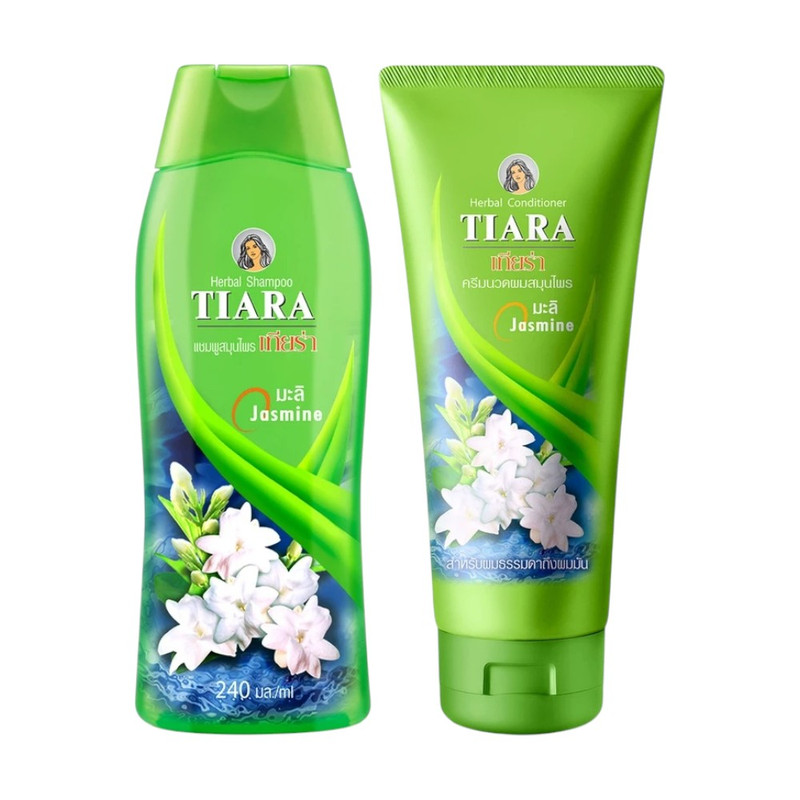 Tiara แชมพูสมุนไพรเทียร่า มะลิ 240 มล.+ครีมนวดผมสมุนไพรเทียร่า มะลิ 160 มล.