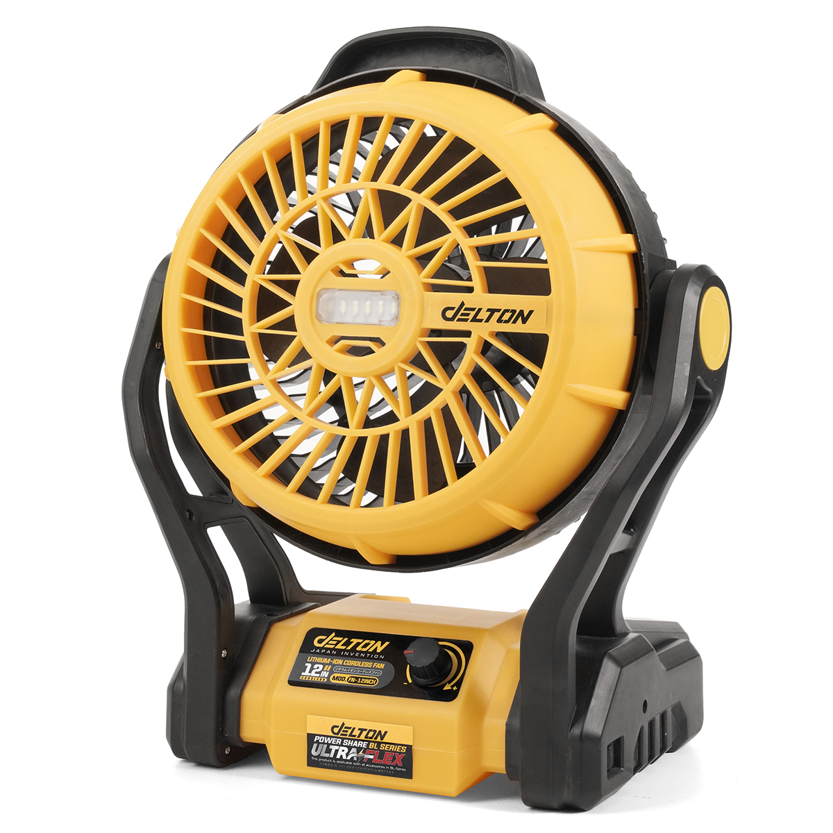 DELTON พัดลมไร้สาย 12 นิ้ว 2 ระบบ AC/DC ปรับแรงลมได้ มีไฟ LED รุ่น FN-12INCH ใช้งานร่วมกับแบตเตอรี่ DELTON UltraFlex เฉพาะเครื่องเปล่า