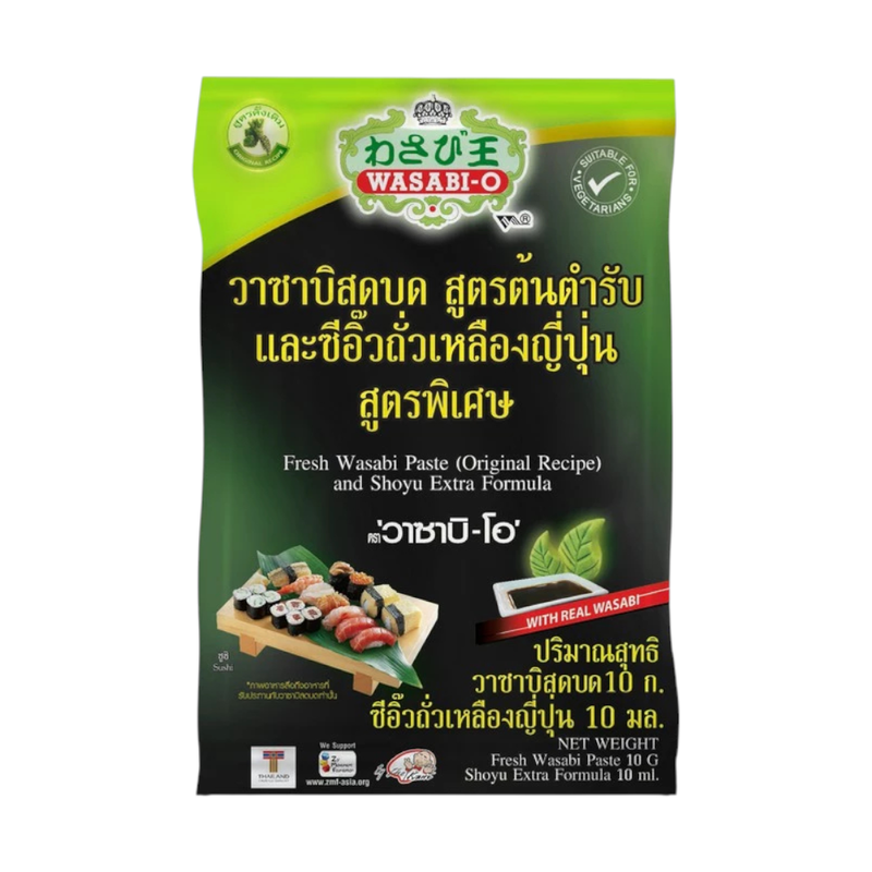 วาซาบิสดบด สูตรต้นตํารับ 10 กรัม และ ซีอิ๊วถั่วเหลืองญี่ปุ่นสูตรพิเศษ 10 มล. x 6 คุ้มสุดๆ ตราวาซาบิ-โอ