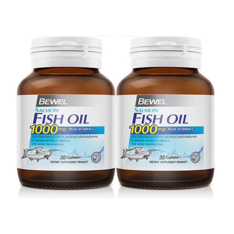 BEWEL Dietary Supplement Salmon Fish Oil Plus vitamin E Omega 3 1,000 mg 30 Capsule x 2