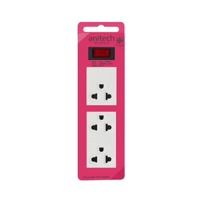 Anitech ปลั๊กไฟ มาตรฐาน มอก. รุ่น H613 ความยาวสายไฟ : 2 เมตร H613-PI