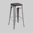 Thumbnail 1 of HomeHuk เก้าอี้บาร์ เก้าอี้สตูล ที่นั่งไม้ ซ้อนได้ 36 x 36 x 77 ซม. สีเงิน