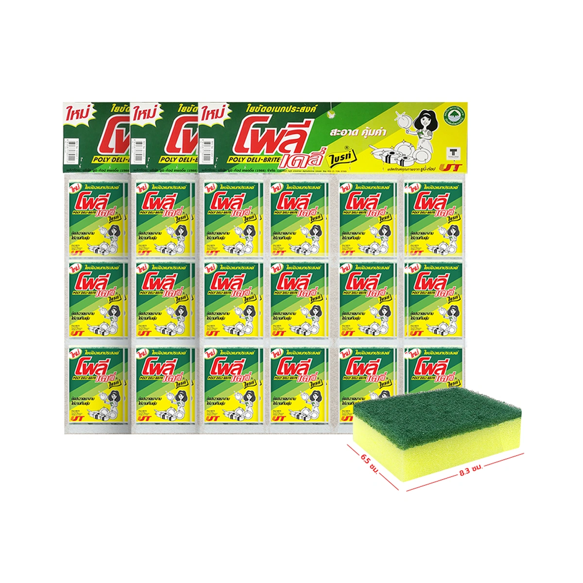 โพลี-เดลี่ไบรท์ ใยขัดอเนกประสงค์ รุ่นสายห้อย 3.- (24 ชิ้น/แผง) 3 แผง