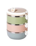 Thumbnail 1 of ปิ่นโตสูญญากาศ 3 ชั้น พร้อมหูหิ้ว  สี  พาสเทล คละสี