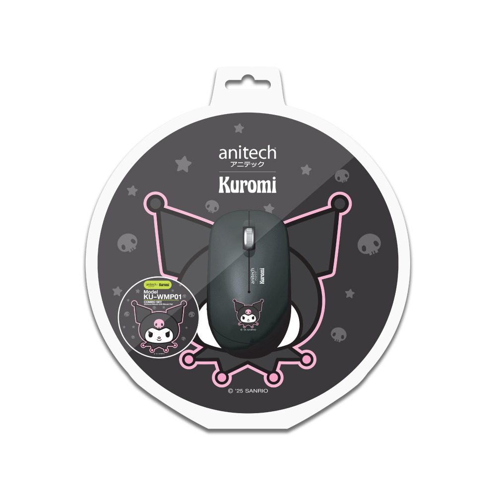 Anitech X Sanrio ชุดคอมโบเซ็ตเม้าส์ไร้สาย+แผ่นรองเม้าส์เม้าส์ไร้สาย รุ่น KU-WMP01-BK