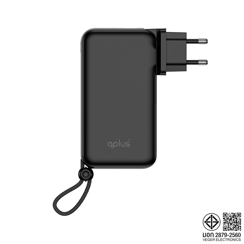 QPLUS 20,000 mAh Built-In Cable W2047 Black